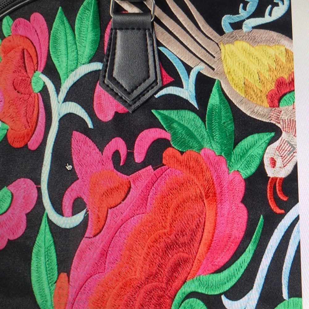 SOLD. SOLD. FUCHSIA MULTI COLOR CANVAS TRAVEL BAG - Picture 2 of 8